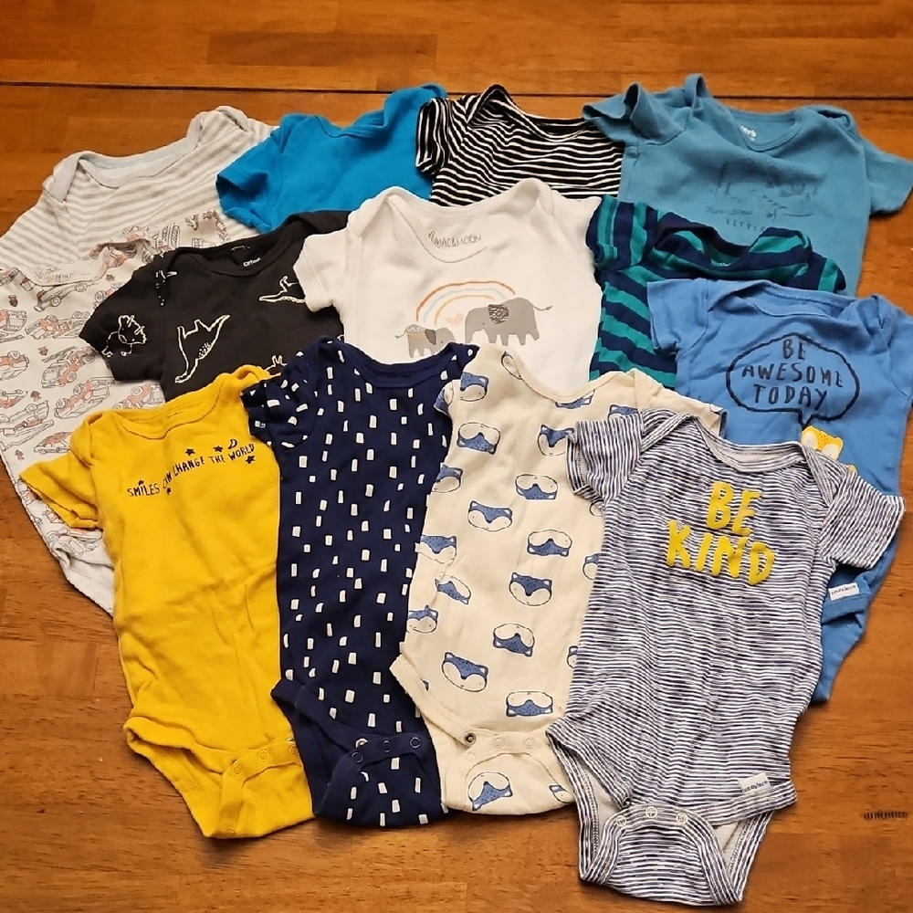 Lot Of 13 Short Sleeve Onesies Various Sizes